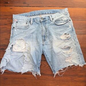Denim & Supply Ralph Lauren grunge distressed denim jean cutoff shorts sz 32